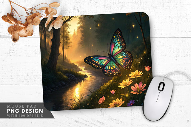 Enchanting Butterfly Garden Mouse Pad Sublimation Regulrcrative 