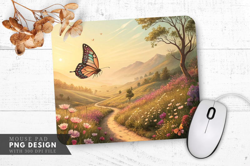 Enchanting Butterfly Valley Mouse Pad Design Sublimation Regulrcrative 