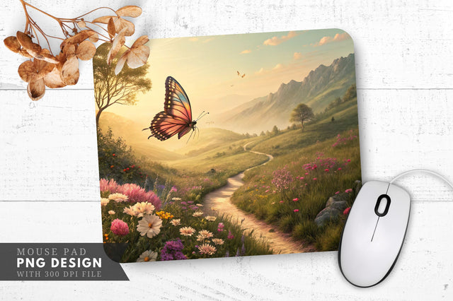 Enchanting Butterfly Valley Mouse Pad PNG Design Sublimation Regulrcrative 