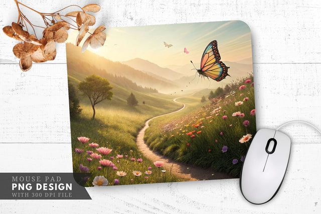 Enchanting Butterfly Valley Mouse Pad PNG Sublimation Regulrcrative 