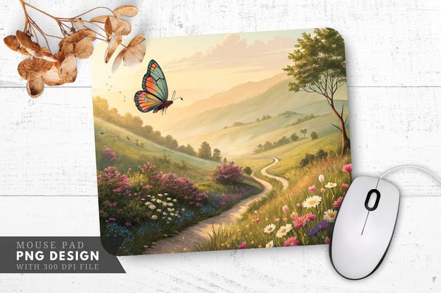 Enchanting Butterfly Valley Mouse Pad Sublimation Regulrcrative 