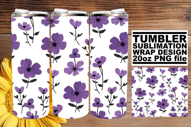 Enchanting Flower Design Wrap - 20oz Tumbler Sublimation afrosvg 