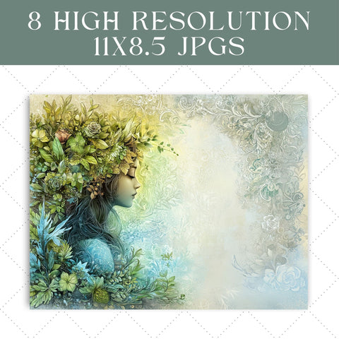 Enchanting Forest Nymph Junk Journal Paper | Printable Junk Journal Paper SVG Paige Cole Studio 