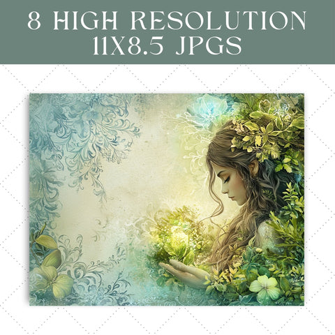Enchanting Forest Nymph Junk Journal Paper | Printable Junk Journal Paper SVG Paige Cole Studio 
