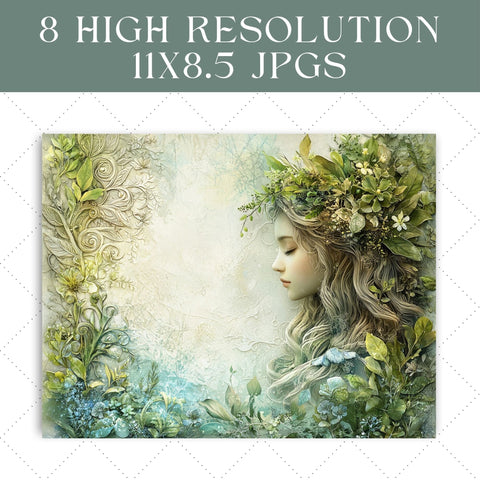 Enchanting Forest Nymph Junk Journal Paper | Printable Junk Journal Paper SVG Paige Cole Studio 
