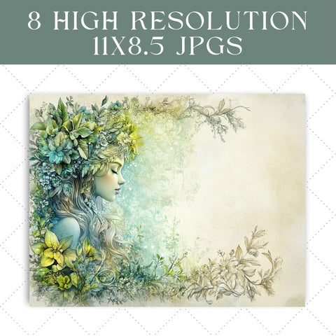 Enchanting Forest Nymph Junk Journal Paper | Printable Junk Journal Paper SVG Paige Cole Studio 
