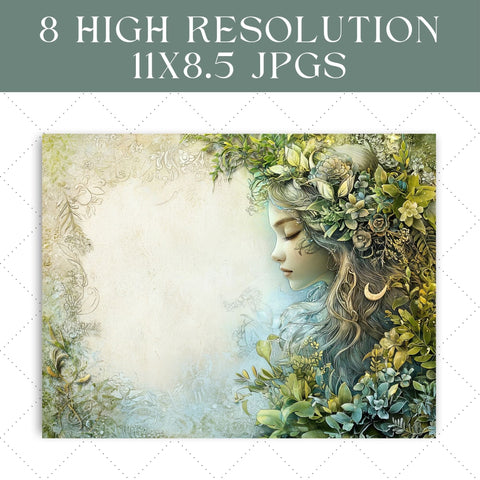 Enchanting Forest Nymph Junk Journal Paper | Printable Junk Journal Paper SVG Paige Cole Studio 