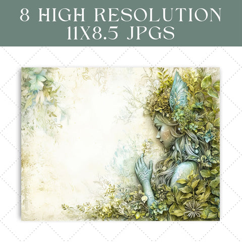 Enchanting Forest Nymph Junk Journal Paper | Printable Junk Journal Paper SVG Paige Cole Studio 