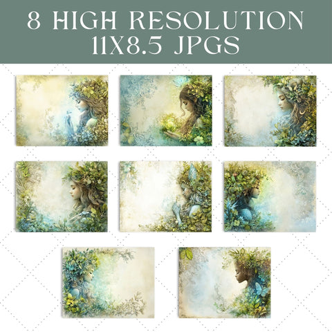 Enchanting Forest Nymph Junk Journal Paper | Printable Junk Journal Paper SVG Paige Cole Studio 