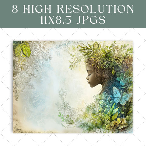 Enchanting Forest Nymph Junk Journal Paper | Printable Junk Journal Paper SVG Paige Cole Studio 