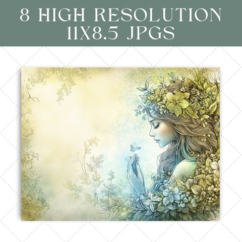Enchanting Forest Nymph Junk Journal Paper | Printable Junk Journal Paper SVG Paige Cole Studio 