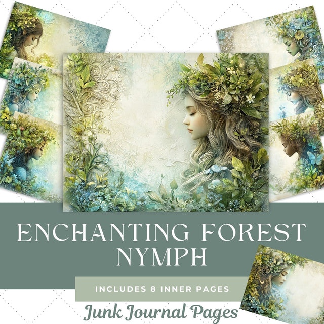 Enchanting Forest Nymph Junk Journal Paper | Printable Junk Journal Paper SVG Paige Cole Studio 