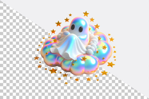 Enchanting iridescent ghost Halloween Sublimation Clipart Sublimation SVGArt 