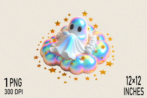 Enchanting iridescent ghost Halloween Sublimation Clipart Sublimation SVGArt 
