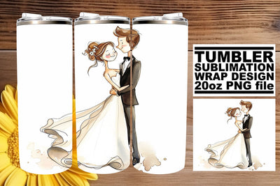 Enchanting Love Watercolor Wedding Tumbler Wrap: Endearing 20oz Sublimation afrosvg 