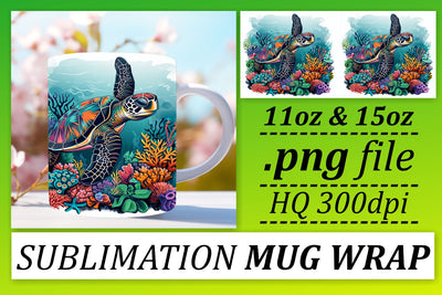 Enchanting Marine Life Mug Wrap Sublimation afrosvg 