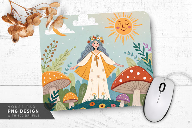 Enchanting Mushroom Scene Mousepad Sublimation Regulrcrative 
