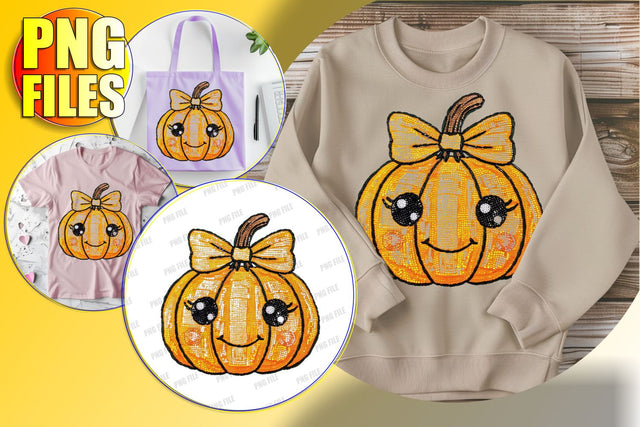 Enchanting Pumpkin with Bow Autumn Sublimation PNG Sublimation afrosvg 