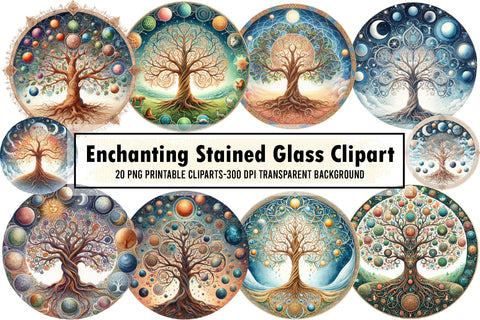 Enchanting Stained Glass Clipart Sublimation designartist 