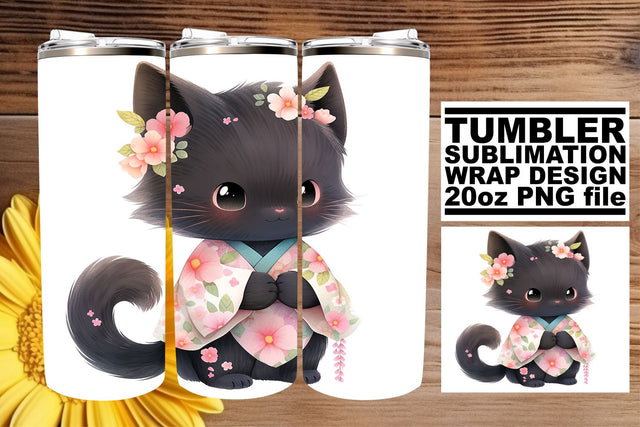 Enchanting Watercolor Cat Lover Tumbler Wrap Sublimation Pack Sublimation afrosvg 