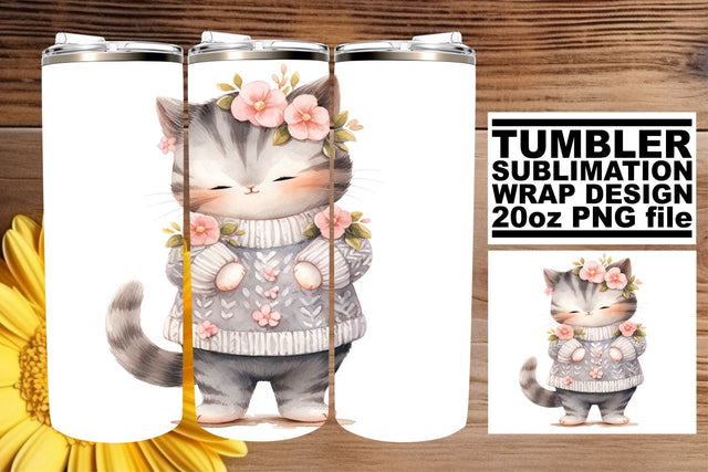Enchanting Watercolor Cat Lover's Tumbler Wrap Sublimation Set Sublimation afrosvg 