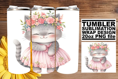 Enchanting Watercolor Feline Design Tumbler Wrap Sublimation Pack Sublimation afrosvg 