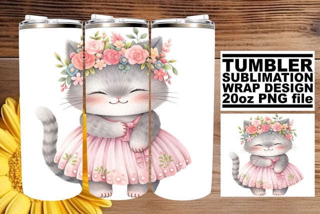 Enchanting Watercolor Feline Design Tumbler Wrap Sublimation Pack Sublimation afrosvg 