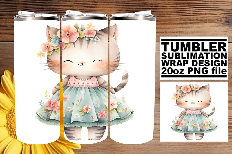 Enchanting Watercolor Feline Tumbler Wrap Sublimation Collection Sublimation afrosvg 