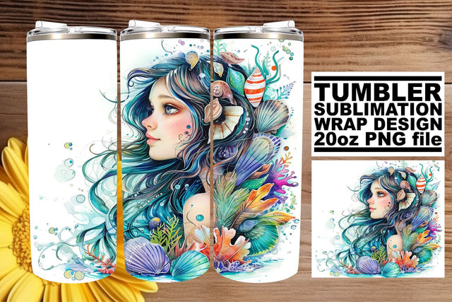 Enchanting Watercolor Mermaid Graphics Pack Sublimation afrosvg 