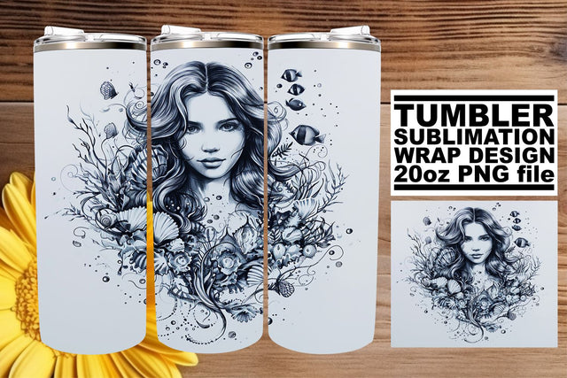 Enchanting Watercolor Mermaid Tumbler Design Set Sublimation afrosvg 