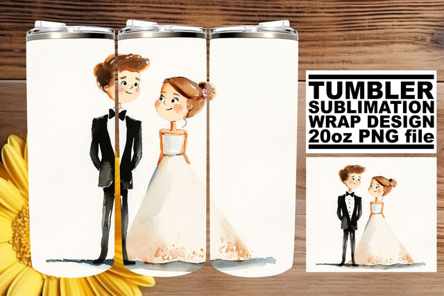Enchanting Watercolor Wedding Tumbler: Cherished Memories 20oz Sublimation afrosvg 