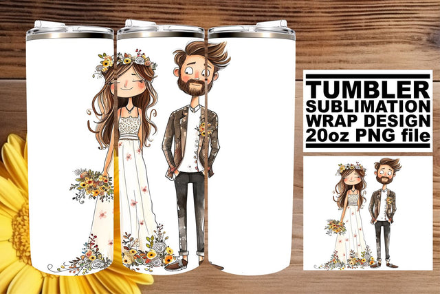 Enchanting Watercolor Wedding Tumbler Wrap: Forever Love 20oz Sublimation afrosvg 