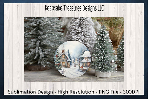 Enchanting Winter Village Scenes Circular Coasters Set Of Four Sublimation PNG Sublimation Keepsake Treasures Designs LLC. 