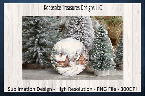 Enchanting Winter Village Scenes Circular Coasters Set Of Four Sublimation PNG Sublimation Keepsake Treasures Designs LLC. 