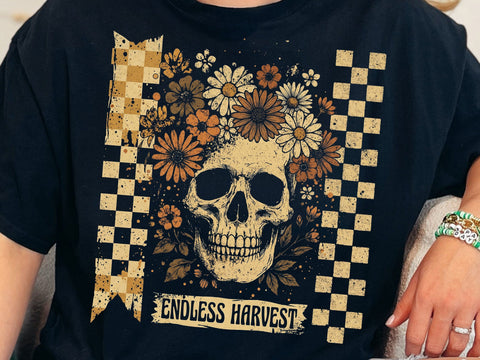 Endless Harvest Skull PNG, Floral Gothic Skeleton Design SVG DesignDestine 