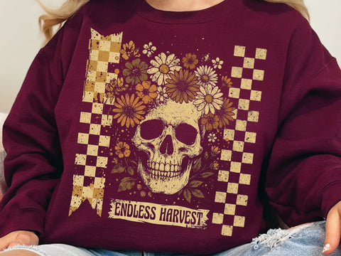 Endless Harvest Skull PNG, Floral Gothic Skeleton Design SVG DesignDestine 