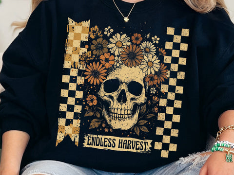 Endless Harvest Skull PNG, Floral Gothic Skeleton Design SVG DesignDestine 