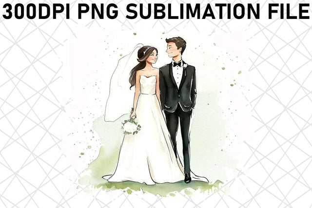 Endless Love: Watercolor Bride & Groom Set Sublimation afrosvg 