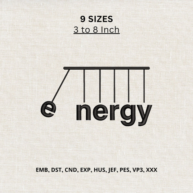Energy Newton’s Cradle Physics Machine Embroidery Design – Science Teacher Embroidery File Embroidery/Applique DESIGNS PatternFeed8 