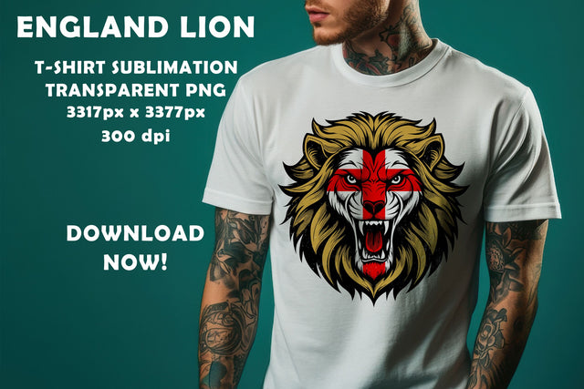 England George Cross Flag Lion Head Png T-Shirt Design Sublimation Karma Genie Graphics 