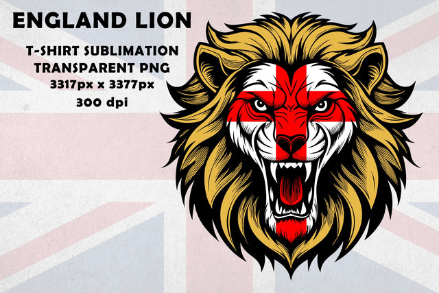England George Cross Flag Lion Head Png T-Shirt Design Sublimation Karma Genie Graphics 