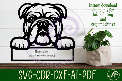 English Bulldog dog name sign svg laser cut file SVG APInspireddesigns 