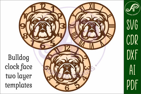 English bulldog dog wall clock laser cut files, SVG SVG APInspireddesigns 