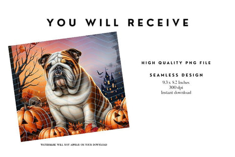English Bulldog Halloween Seamless Tumbler Sublimation Wrap Sublimation BijouBay 
