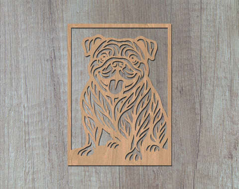 English Bulldog Laser SVG, Cute Dog Laser Cut, Pet Lover Design, Digital Download, Dog Art, Laser Engraving File SVG HappyDesignStudio 