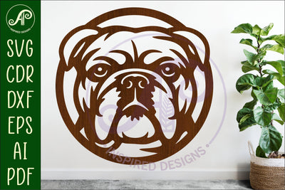 English Bulldog Wall Art SVG Laser Cut Dog Face Circle SVG APInspireddesigns 