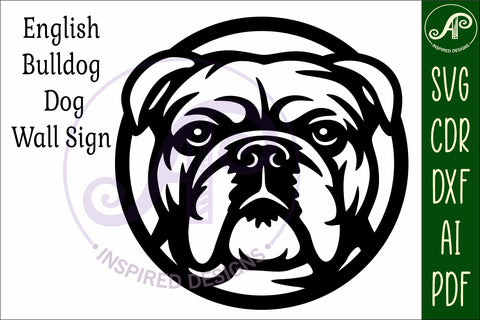 English Bulldog Wall Art SVG Laser Cut Dog Face Circle SVG APInspireddesigns 
