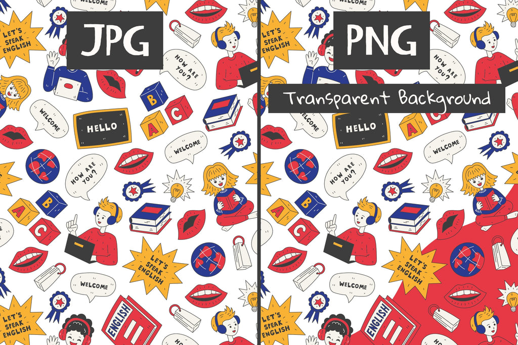 English Language Education Seamless Pattern - So Fontsy