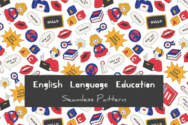 English Language Education Seamless Pattern Digital Pattern Rin Green 
