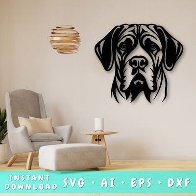 English Mastiff Laser SVG Cut File, English Mastiff Glowforge File, English Mastiff DXF, English Mastiff Wall Art SVG SVG HappyDesignStudio 